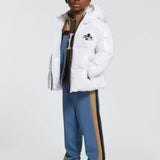 Dsquared2 Kids Giubbino Puffer Bianco con Maple Leaf per Bambini
