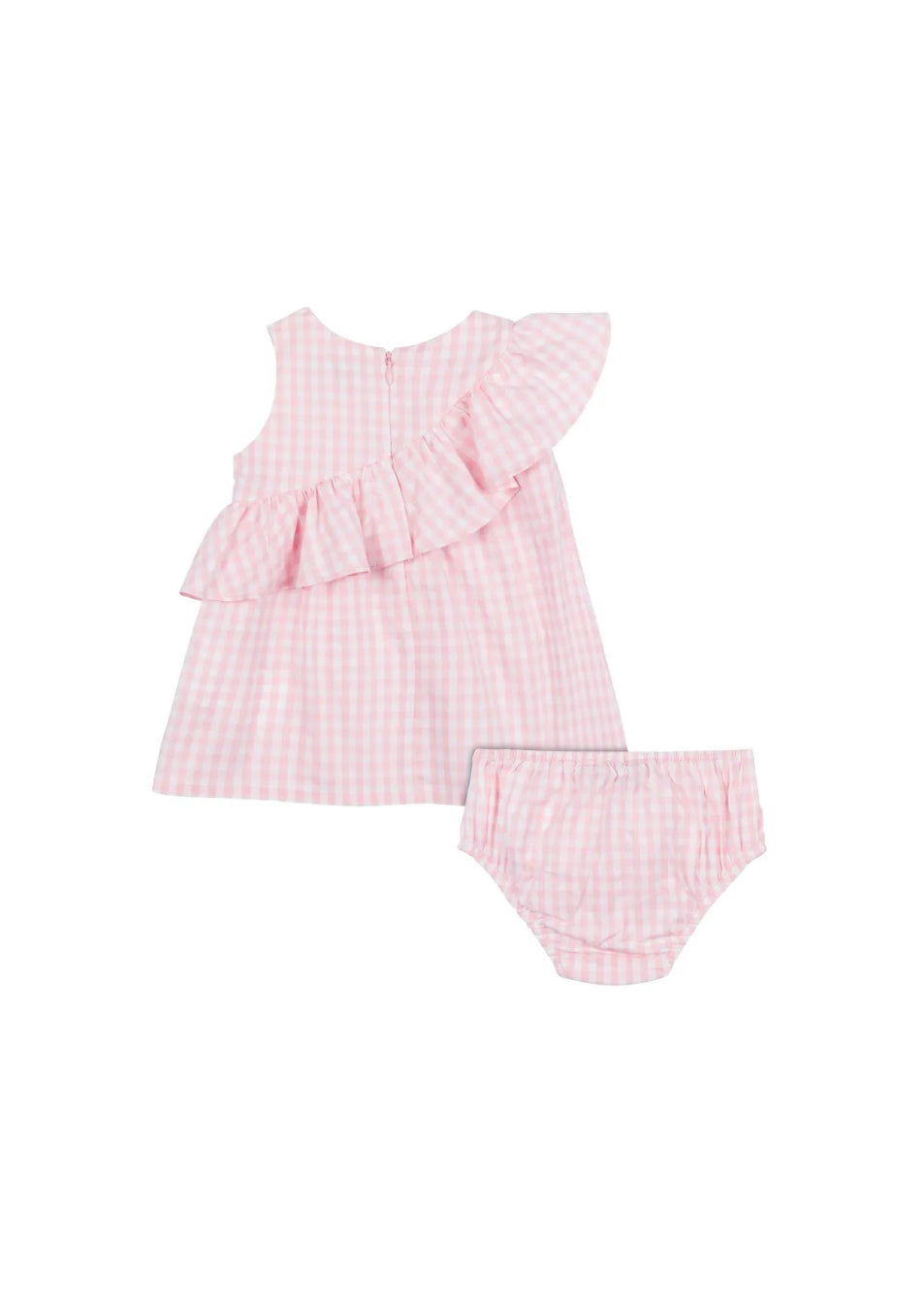 Moschino Kids Abito Rosa a Quadri con Culotte per Neonate