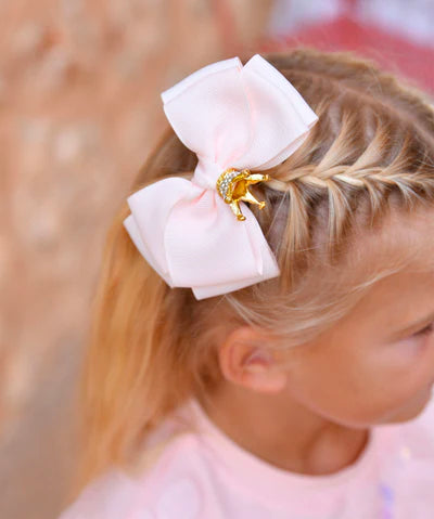 Angel's Face Kids Fermaglio per Capelli Pink Bow con Corona per Bambine