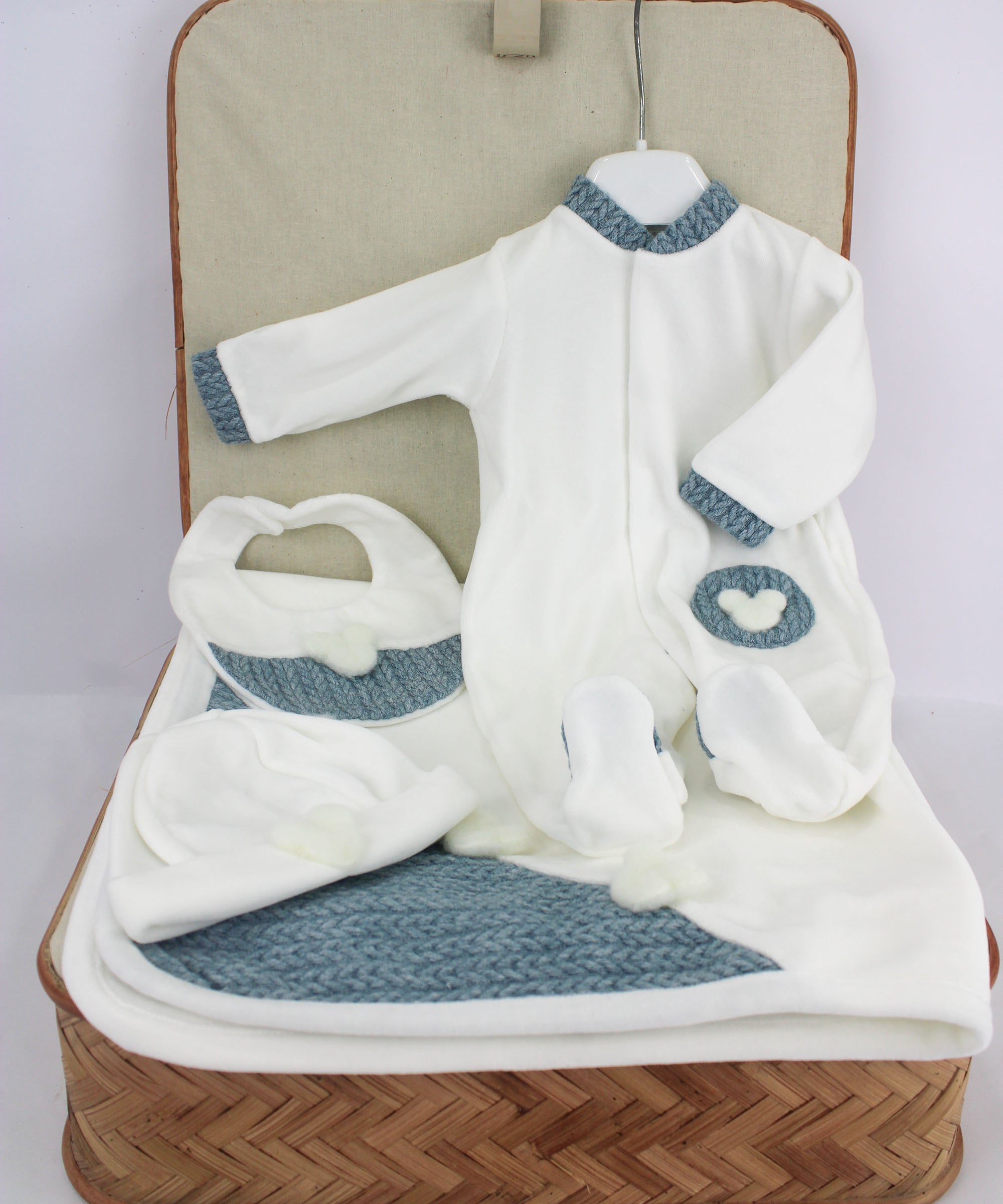 Deolinda Corredino Bianco/Denim con Tutina per Neonati