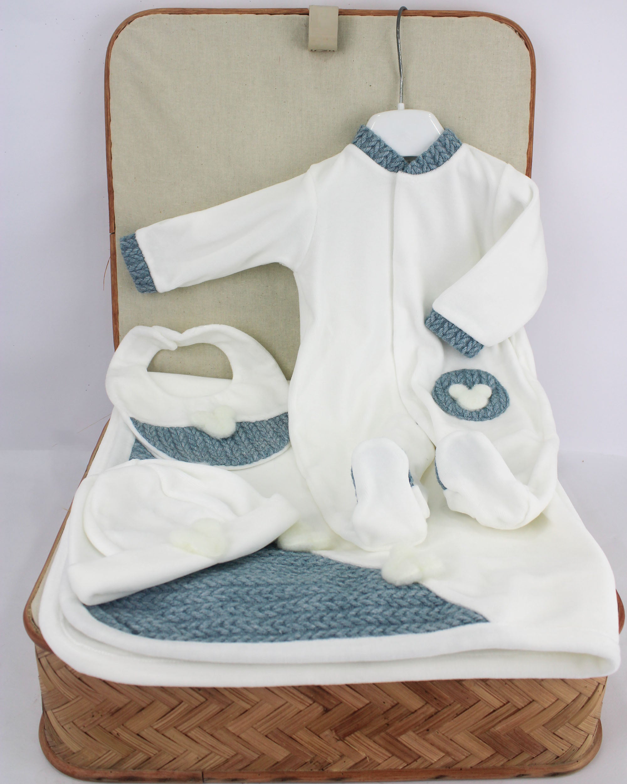 Deolinda Corredino Bianco/Denim con Tutina per Neonati