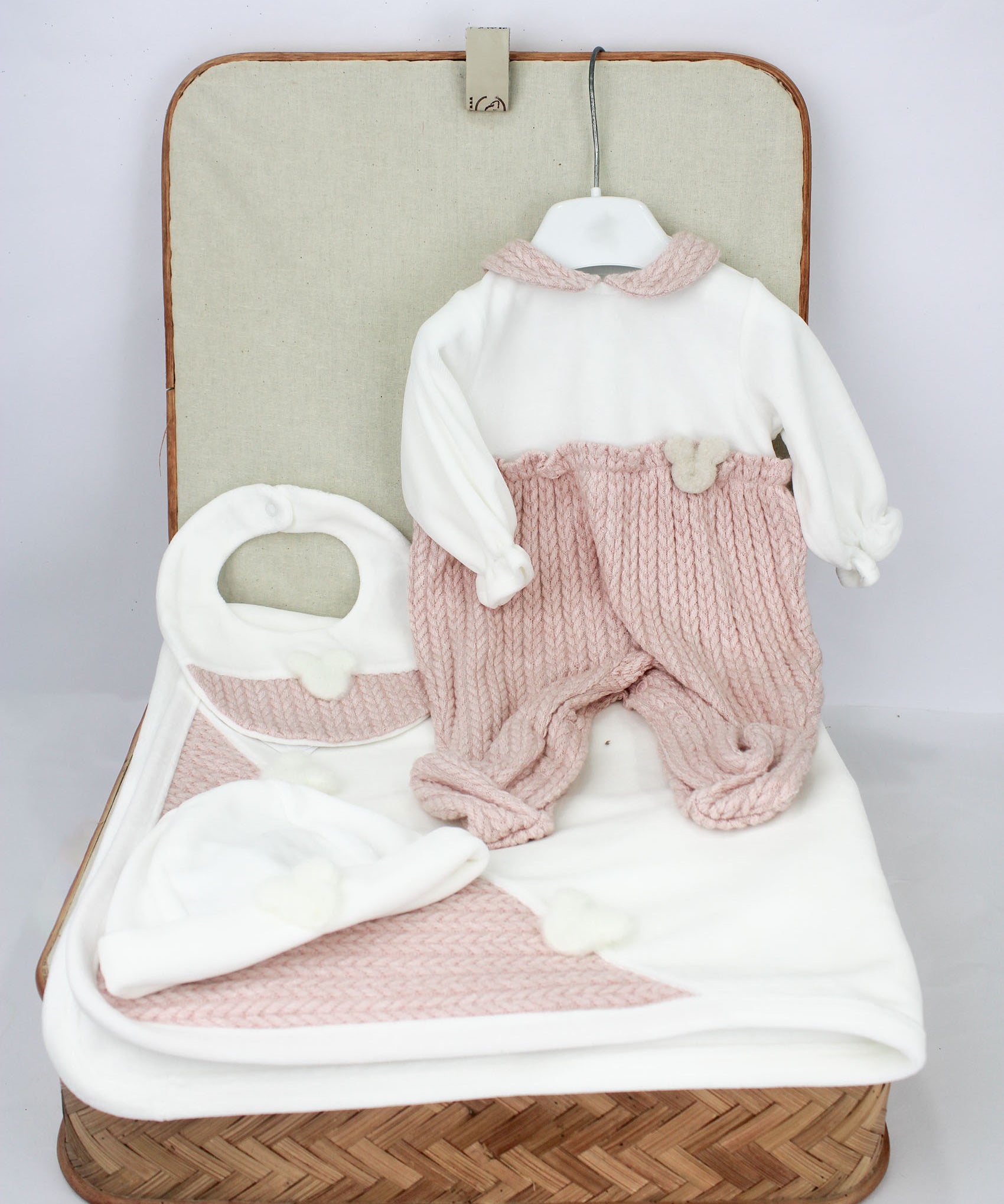 Deolinda Corredino Bianco/Rosa con Tutina per Neonate