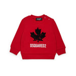 Dsquared2 Kids Felpa Girocollo Rossa con Logo Sport per Neonati