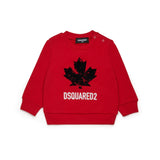 Dsquared2 Kids Felpa Girocollo Rossa con Logo Sport per Neonati