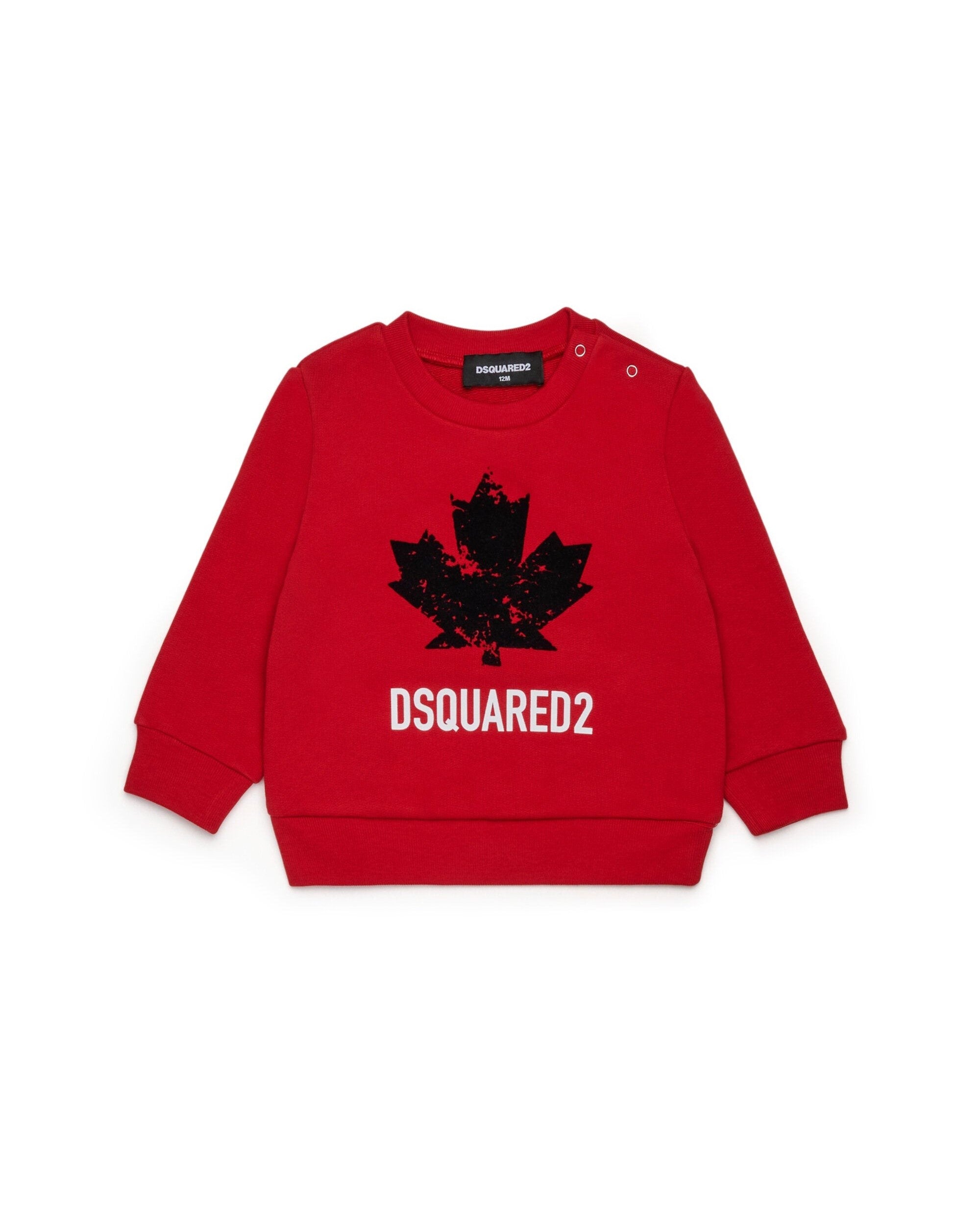 Dsquared2 Kids Felpa Girocollo Rossa con Logo Sport per Neonati