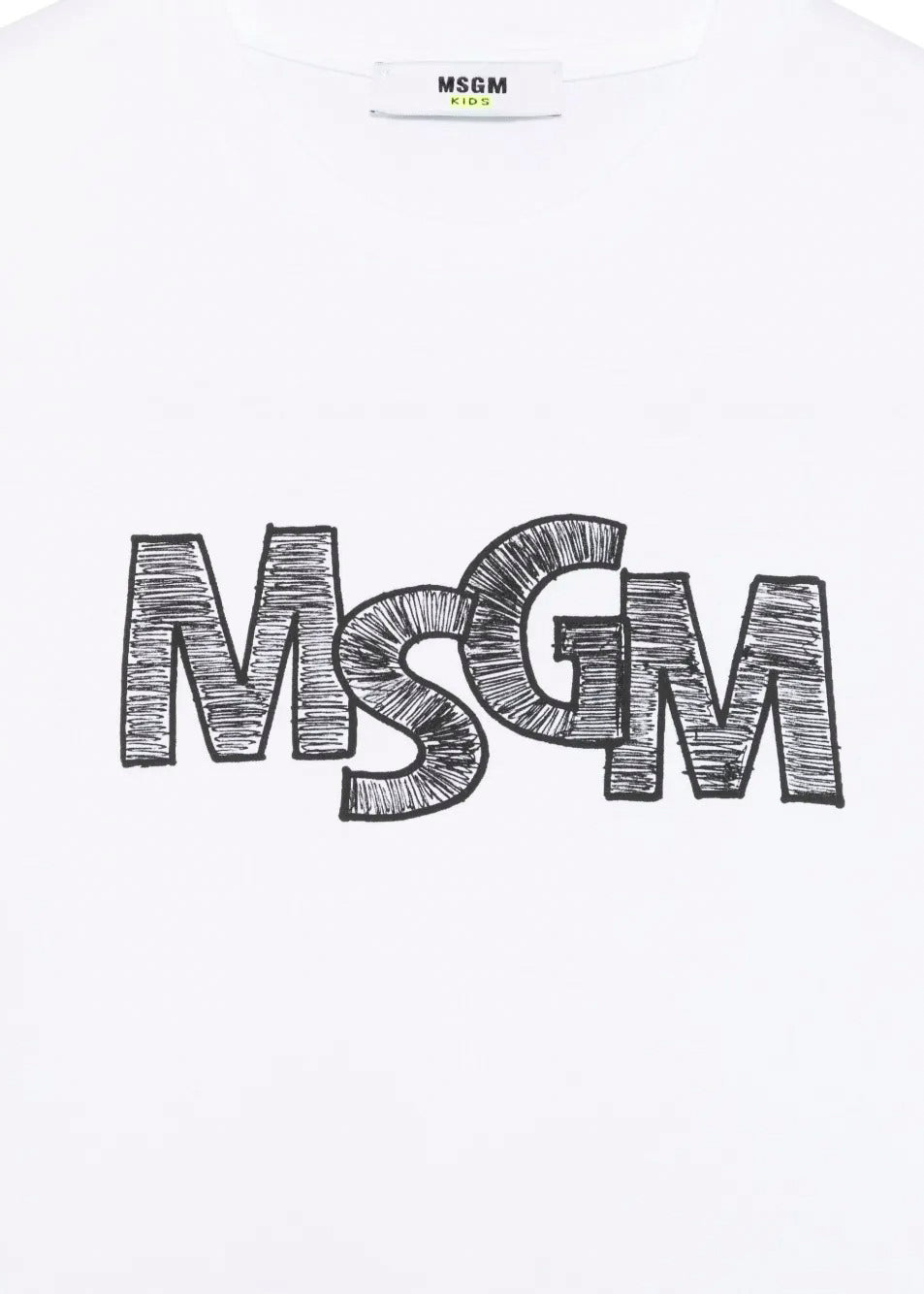 MSGM Kids T-shirt Bianca con Ricamo Logo per Bambini dettaglio