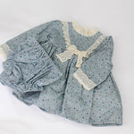 Deolinda Abito Celeste/Panna a Pois con Culotte per Neonate