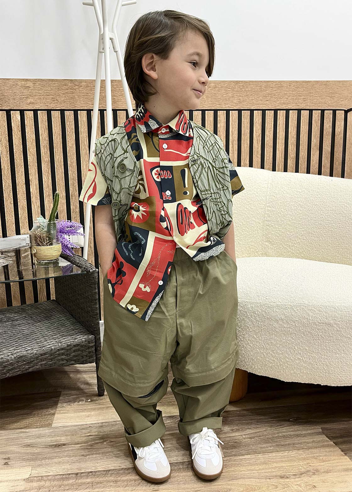 Mood One Pantaloni Parachute Verdi con Zip per Bambini