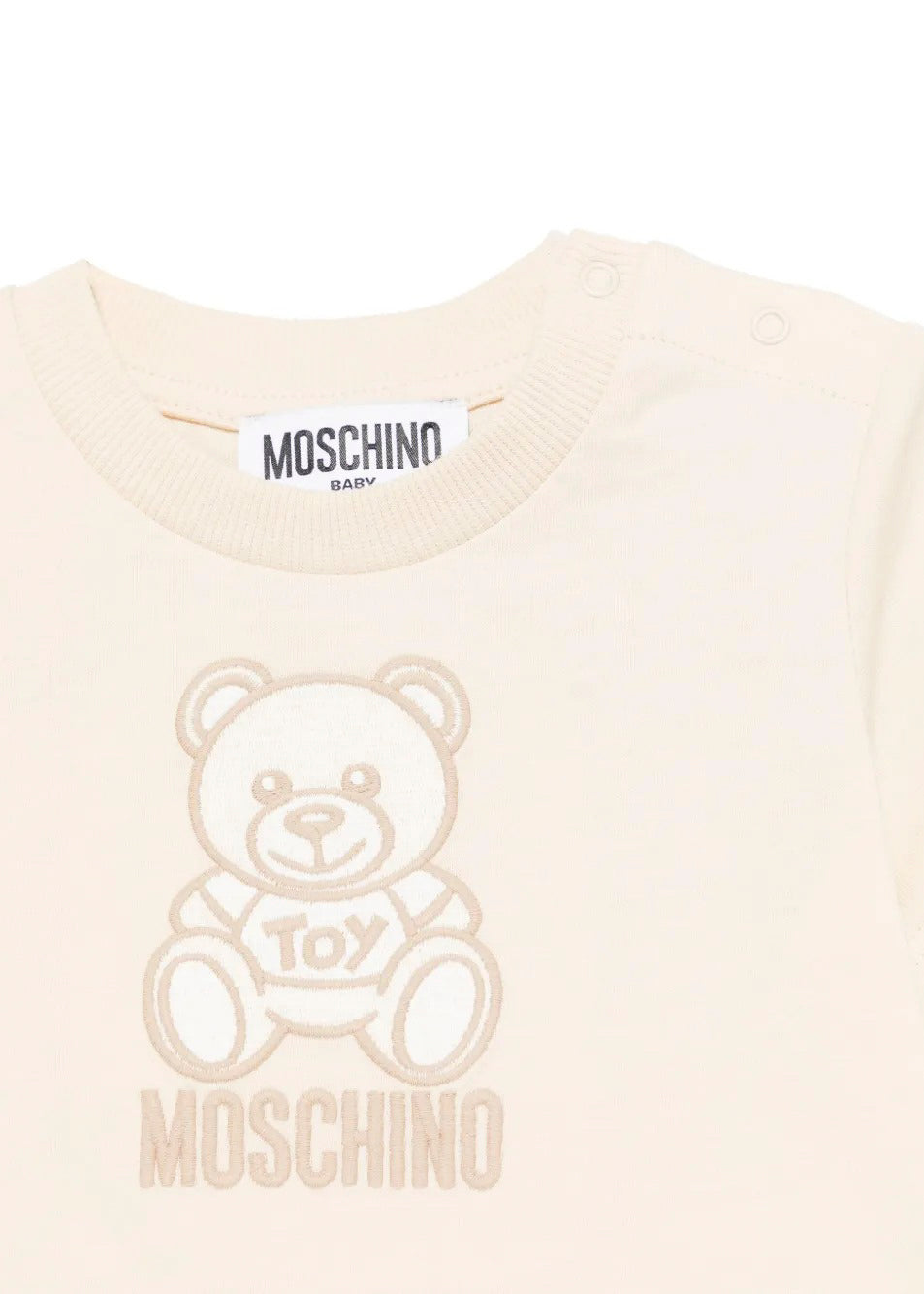 Moschino Kids T-shirt Beige con Ricamo Teddy per Neonati