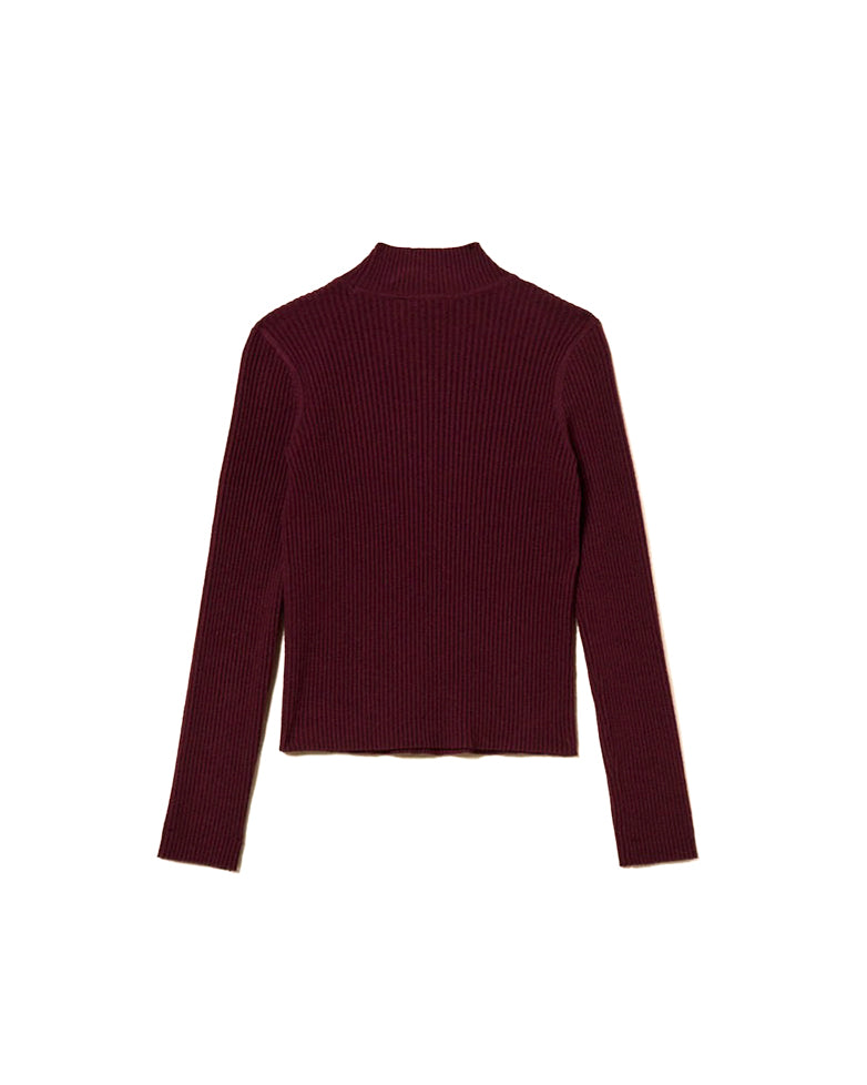 Twinset Kids Lupetto a Costine Bordeaux per Bambine