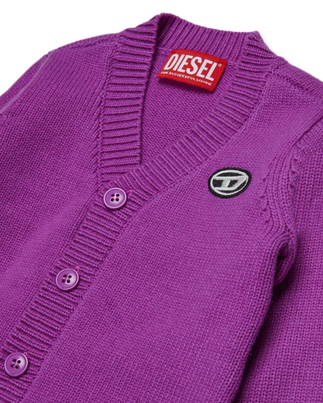 Diesel Kids Cardigan Viola con Oval D per Neonate