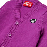 Diesel Kids Cardigan Viola con Oval D per Neonate