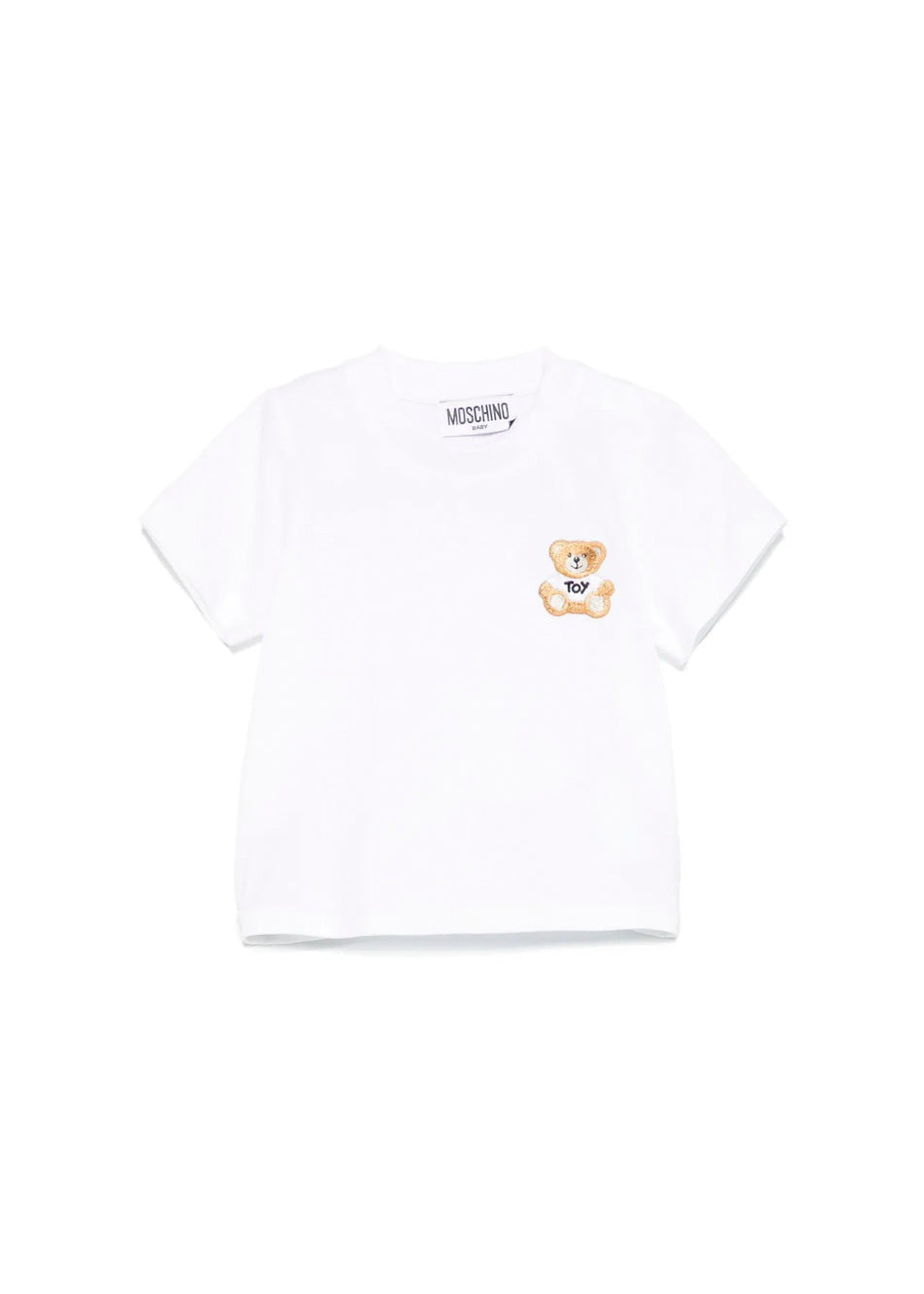 Moschino Kids T-shirt Bianca con Ricamo Toy per Neonati