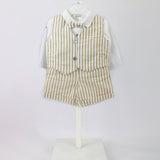 deolinda Completo a Righe Bianco/Beige per Neonati
