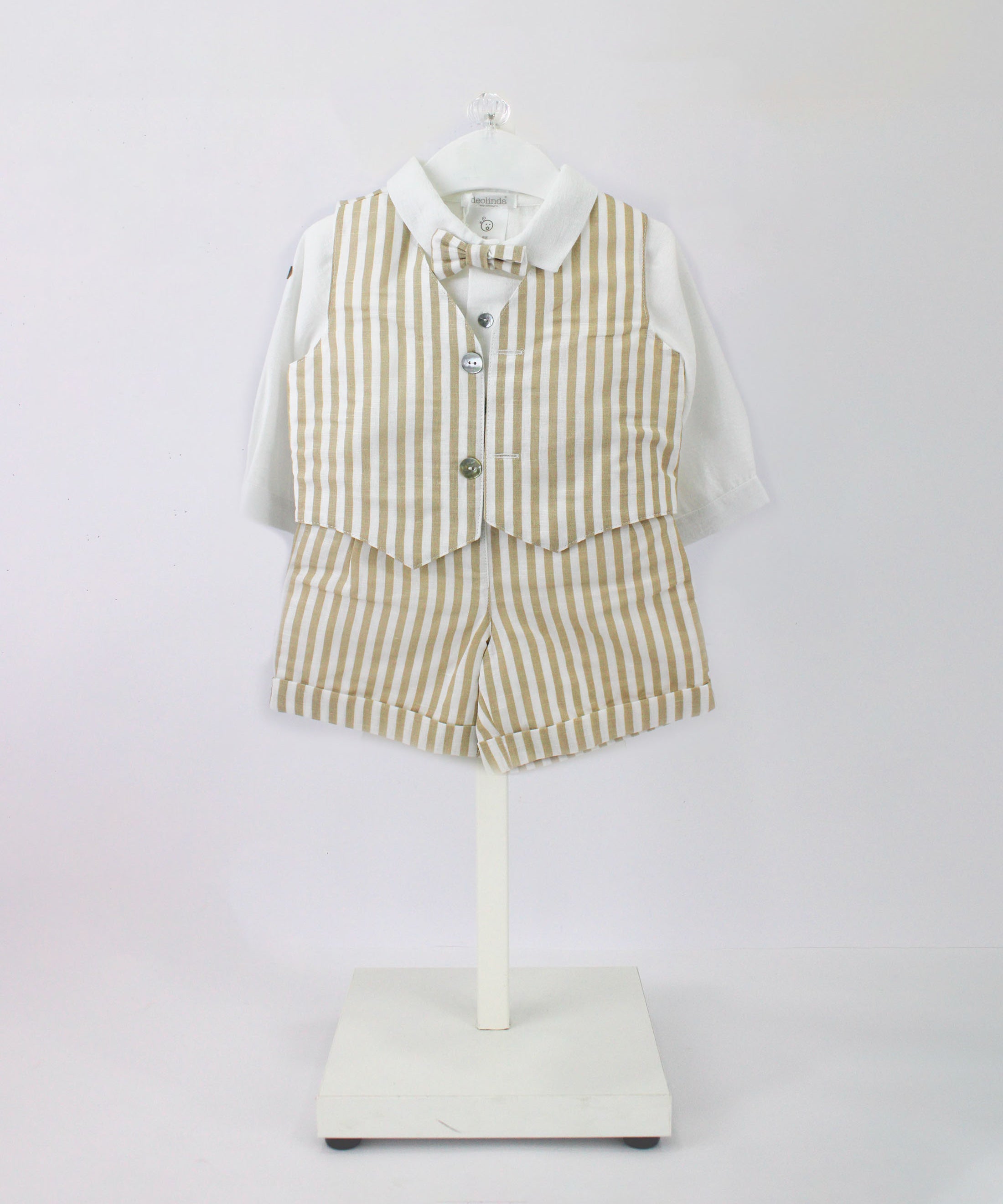 deolinda Completo a Righe Bianco/Beige per Neonati