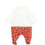Moschino Kids Tutina Bianca/Rosso con Logo All Over per Neonati