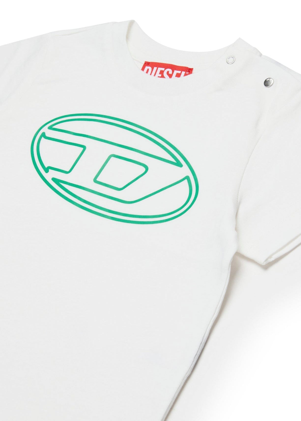 Diesel Kids T-shirt Bianca con Oval D per Neonati (dettaglio)