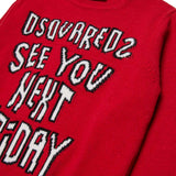 Dsquared2 Kids Maglione Rosso con Intarso Lettering per Bambini