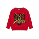 Dsquared2 Kids Maglione Rosso con Intarso Bear per Neonati
