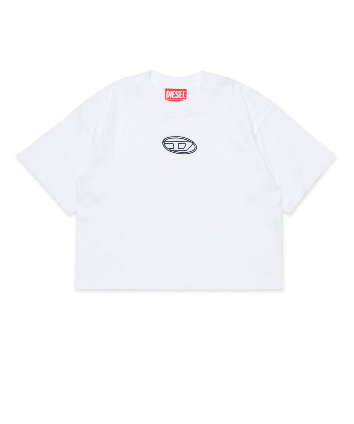 Diesel Kids T-Shirt Bianca Boxy con Oval D per Bambine