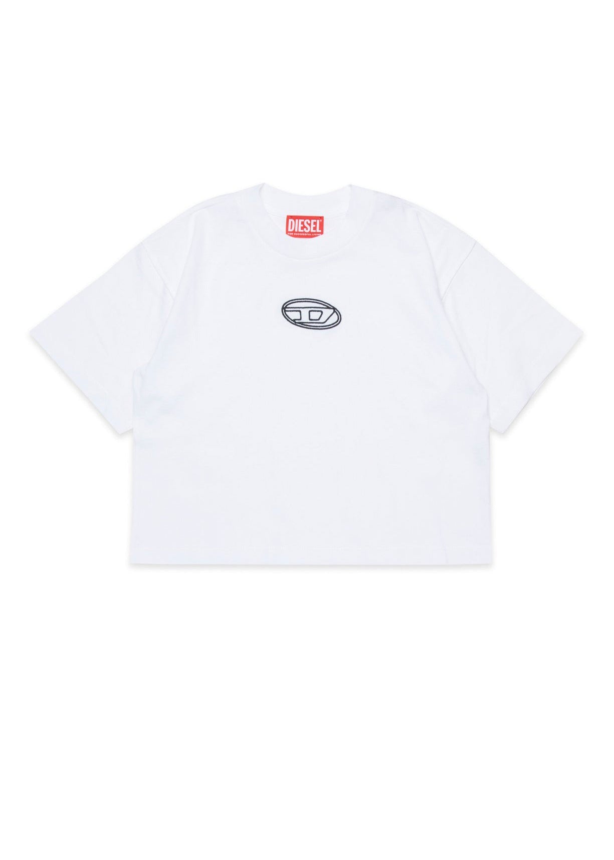 Diesel Kids T-Shirt Bianca Boxy con Oval D per Bambine