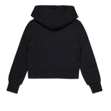 Diesel Kids Felpa con Cappuccio Nera Oval D per Bambine