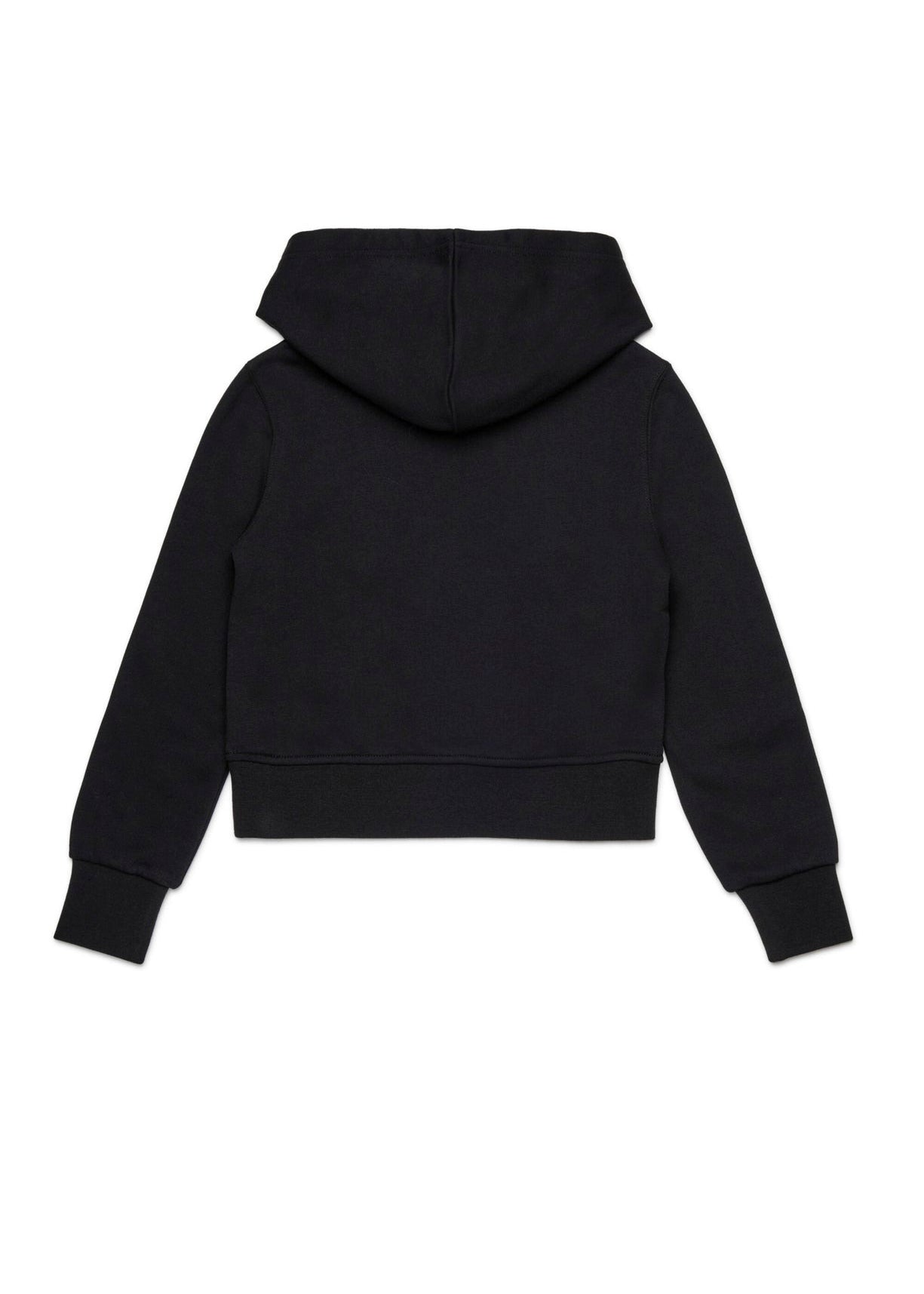 Diesel Kids Felpa con Cappuccio Nera Oval D per Bambine