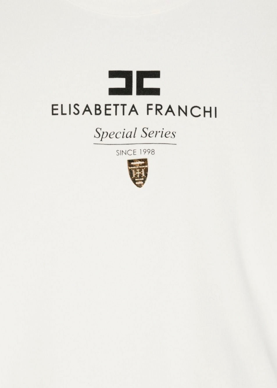 Elisabetta Franchi La Mia Bambina T-shirt Avorio/Nero con Stampa per Bambine (dettaglio)