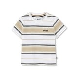 Boss Kids White Striped T-shirt for Babies
