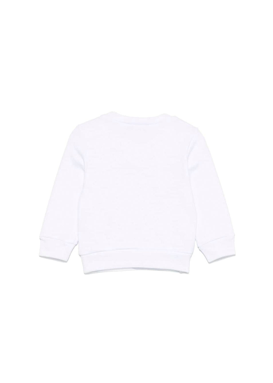 Dsquared2 Kids Felpa Girocollo Bianca con Stampa D2 Leaf per Neonati (retro)