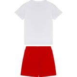 Iceberg Kids T-shirt Bianca con Shorts Rossi con Stampa per Neonati