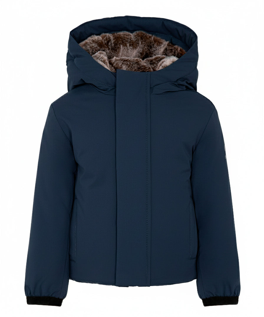 SUNS Kids Giubbotto Blu con Cappuccio e Interno in Pelliccia per Neonati