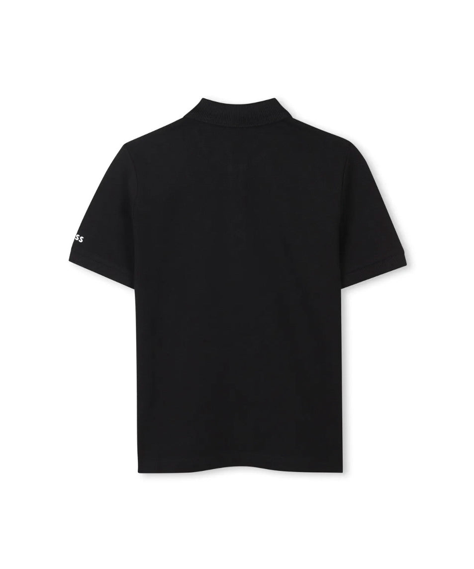 Boss Kids Polo Nera con Ricamo per Neonati (retro)