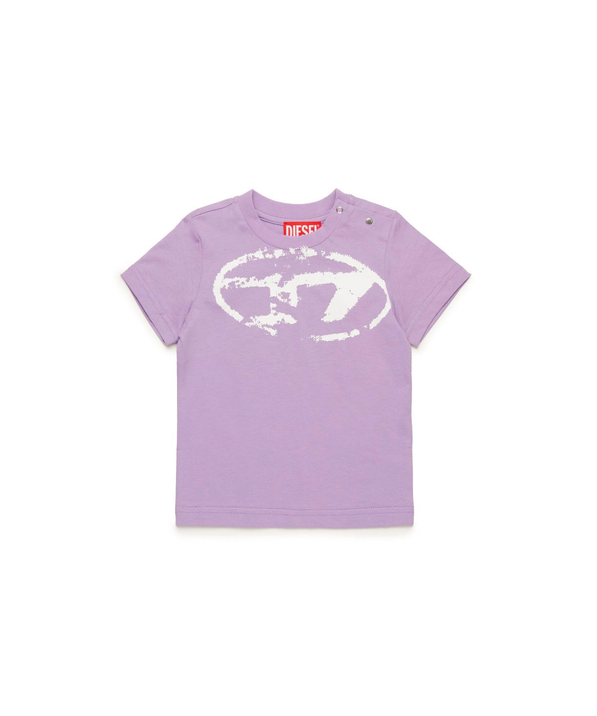 Diesel Kids T-shirt Lilla Used Effect con Oval D per Neonate