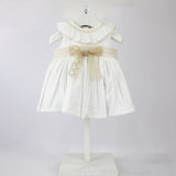Deolinda Abito Bianco/Beige con Fiocco per Neonate