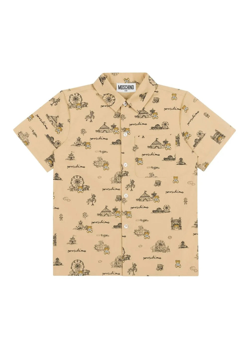 Moschino Kids Camicia Beige con Stampa per Bambini