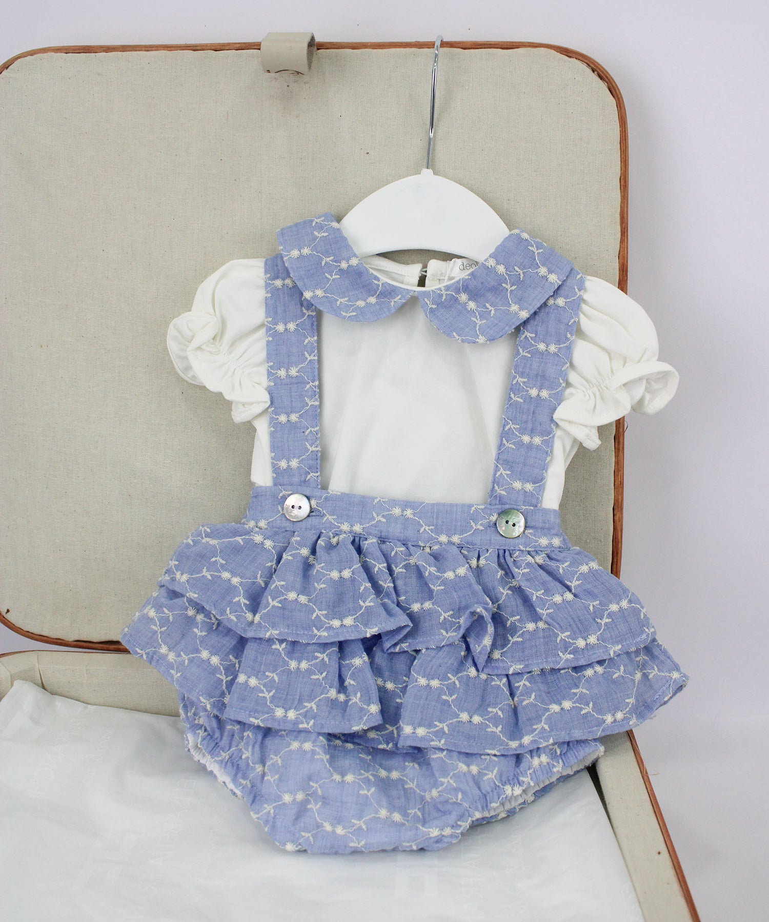Deolinda T-shirt con Salopette Bianco/Azzurro per Neonate