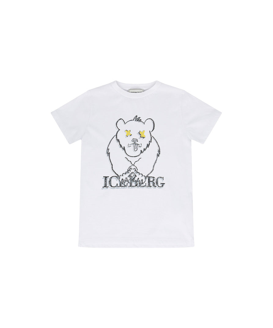 Iceberg Kids T-Shirt Bianca con Stampa per Neonati