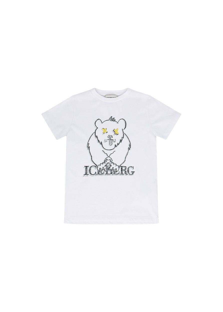 Iceberg Kids T-Shirt Bianca con Stampa per Neonati