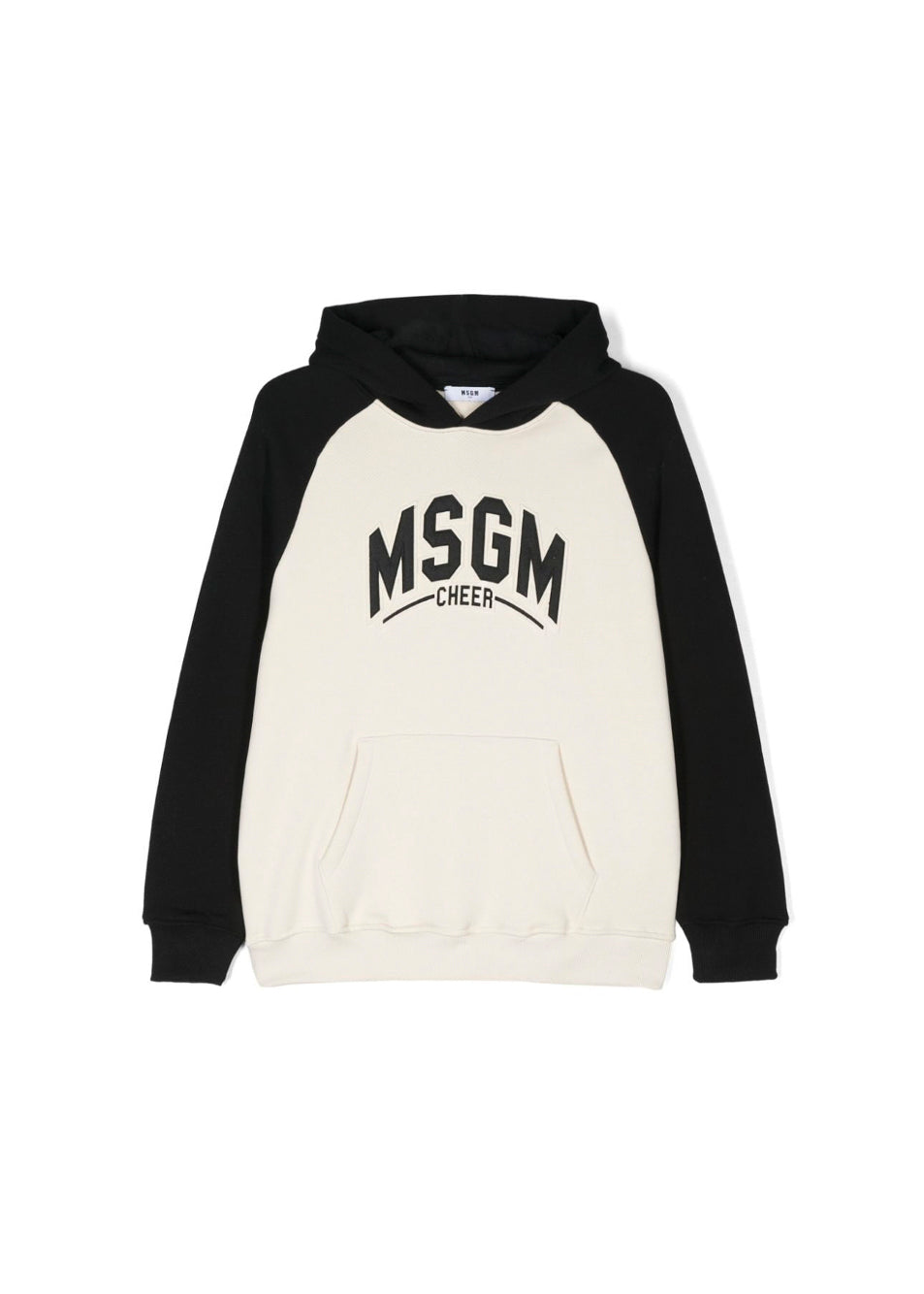 MSGM Kids Felpa Crema/Nero con Cappuccio per Bambini