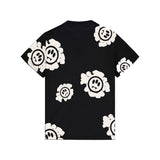 Barrow Kids T-Shirt Nera con Stampa Floreale Bianca per Bambini