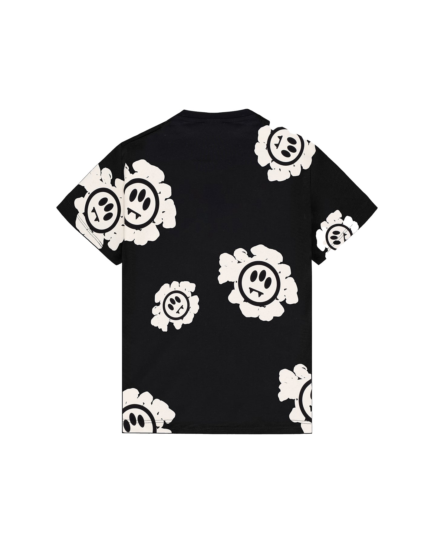 Barrow Kids T-Shirt Nera con Stampa Floreale Bianca per Bambini