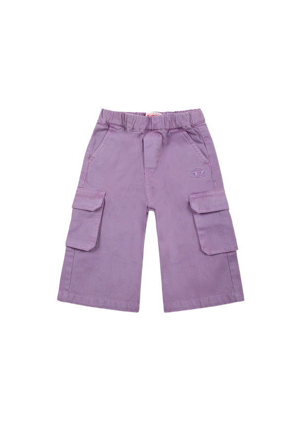 Diesel Kids Pantaloni Lilla Cargo con Logo per Neonate