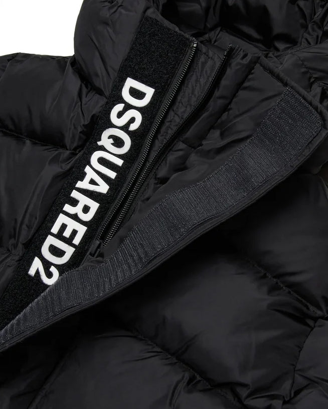 Dsquared2 Kids piumino Nero con Cappuccio e Logo Interno per Bambini