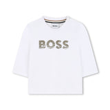 Boss Kids T-Shirt Bianca con Stampa Logo