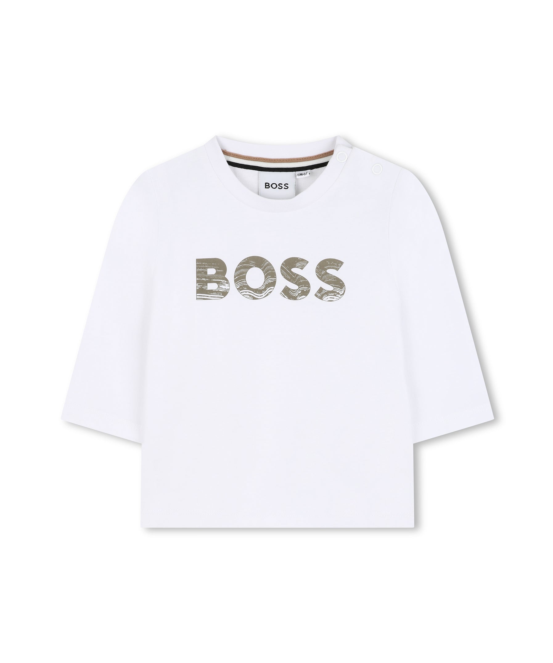 Boss Kids T-Shirt Bianca con Stampa Logo