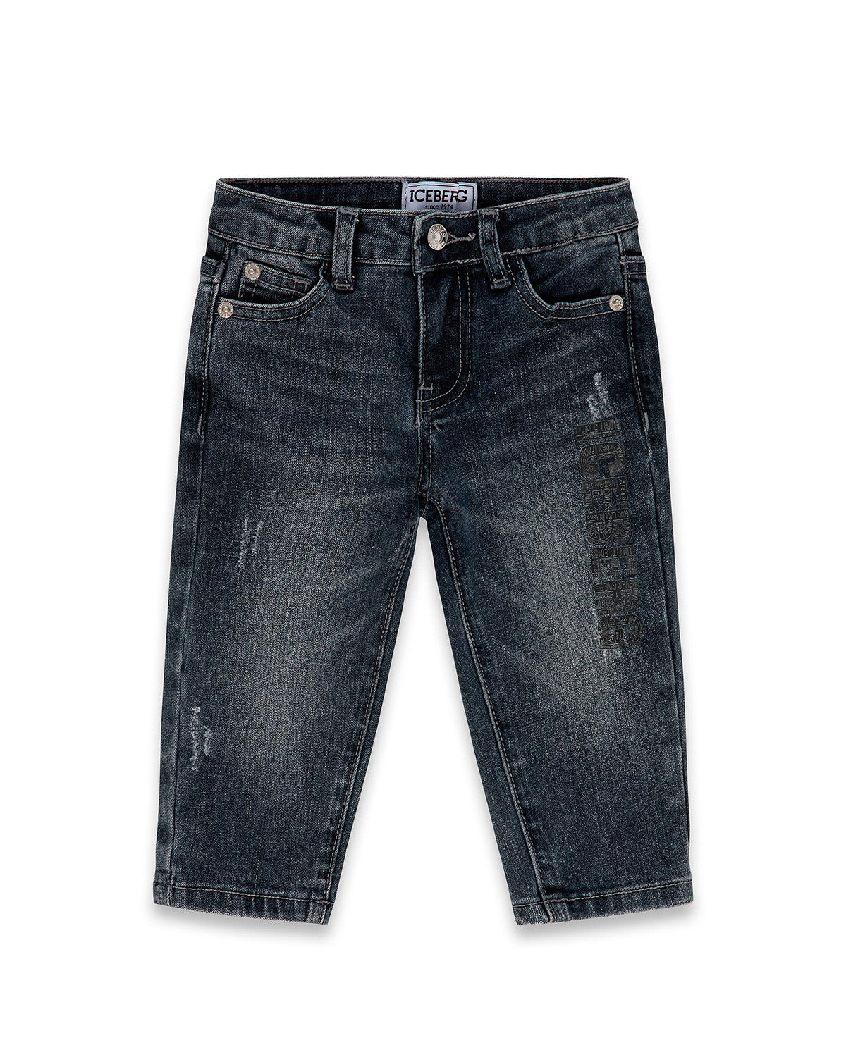 Iceberg Kids Jeans Denim con Effetto Stone Wash per Neonati