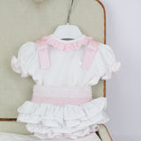 Deolinda T-shirt con Culotte Bianco/Rosa per Neonate