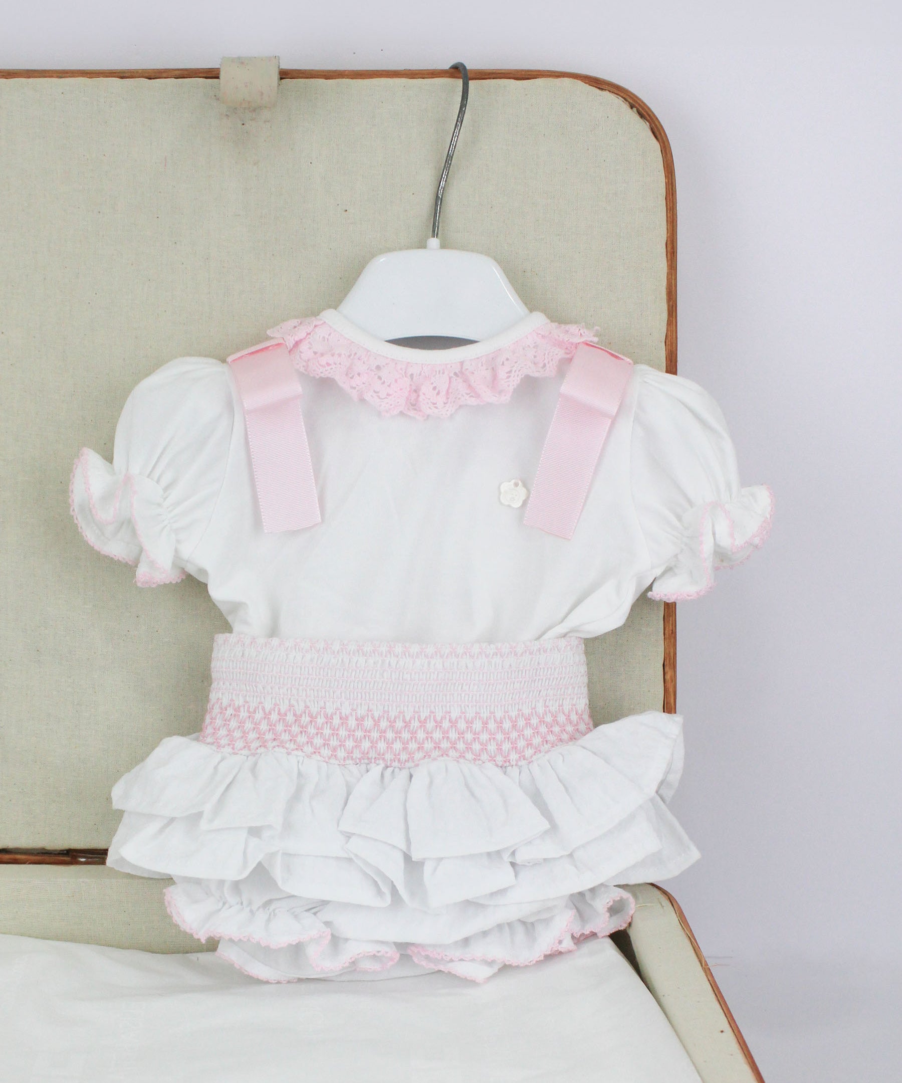 Deolinda T-shirt con Culotte Bianco/Rosa per Neonate