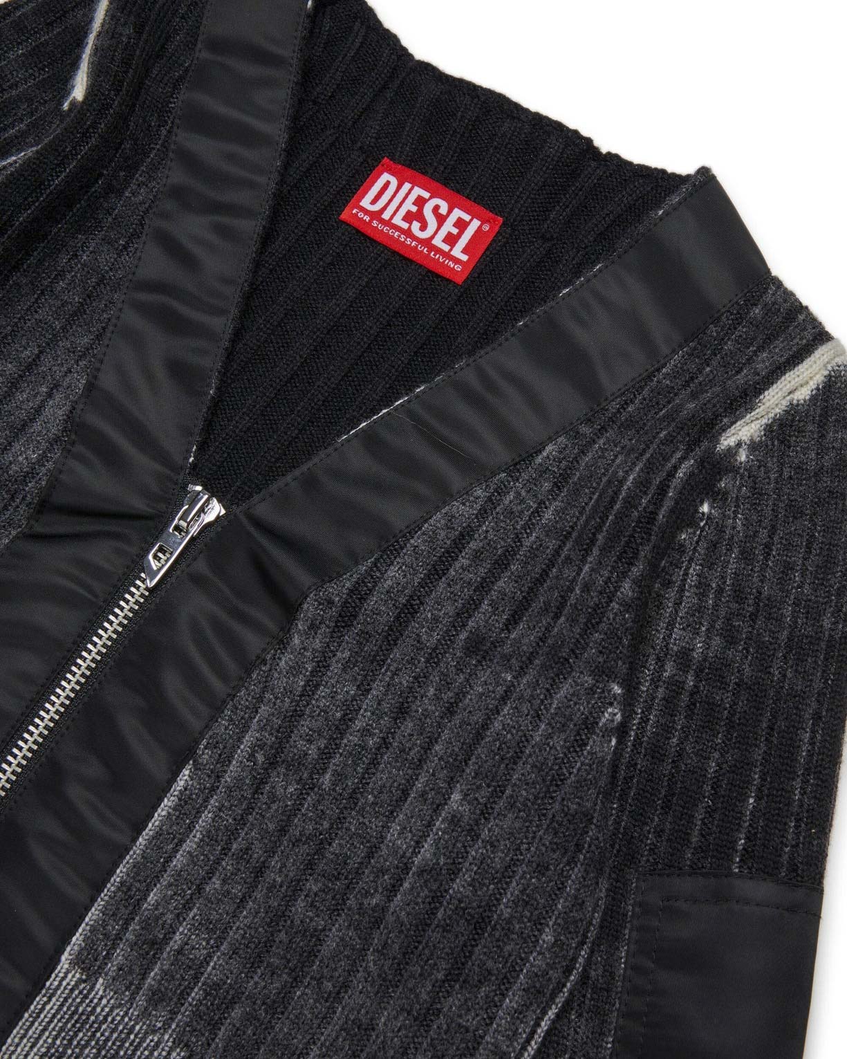 Diesel Kids Cardigan Crop a Costine Nero per Bambine